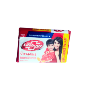 Lifebuoy's vitamin-enriched germ protection soap offers complete 24-hour defense against illness-causing bacteria while nourishing your skin with essential vitamins. This 75g bar combines trusted hygiene with skincare benefits at an unbeatable ₹10 price point.