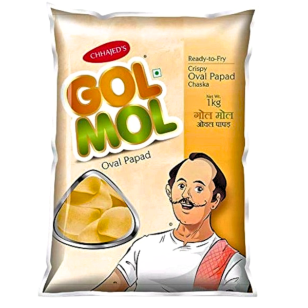 Gol Mol Oval Papad 1kg Traditional Taste, Crunchy Delight