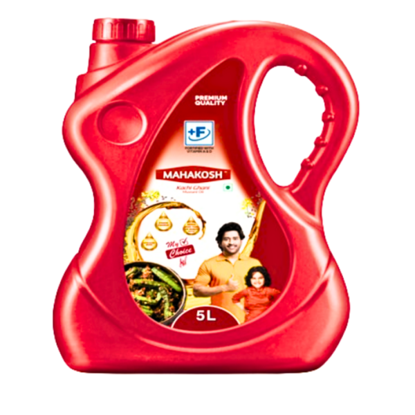 Mahakosh Kachi Ghani Mustard Oil 5L Authentic Cold-Pressed Mustard Oil for Pure Flavor and Health