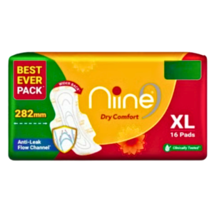 Nine Dry Comfort Sanitary Pads – 282mm (XL) Long-Lasting Protection. All-Day Comfort.