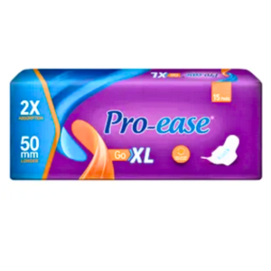 Pro Ease Go XL Sanitary Pads – 50mm Longer Longer Length. Greater Comfort. Maximum Protection.